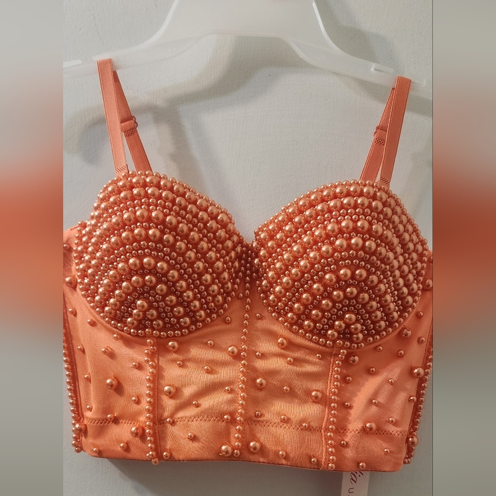 Embellished Orange Bra Top
